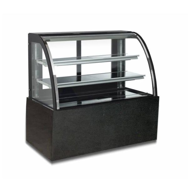 Vitrina curva refrigerada de cristal con frontal negro 480 litros