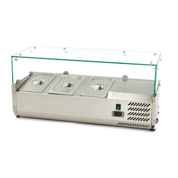 Vitrina refrigerada de ingredientes con capacidad GN1/3x3+GN1/2x1