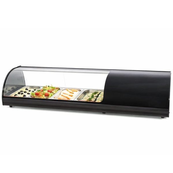 Vitrina curva de tapas negra capacidad 4GN1/3x40