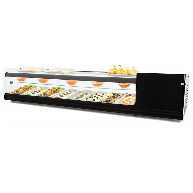 Vitrina de Tapas Refrigerada de Cristal Recto de 1104 mm